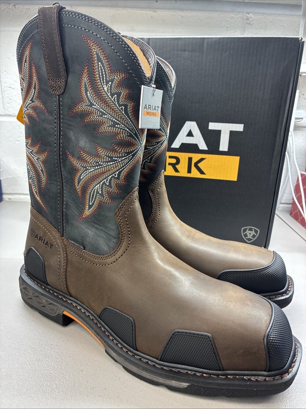 Ariat Men's 14 Overdrive Comp Toe Boot Leather Western Boot 10053644 Brown Rough